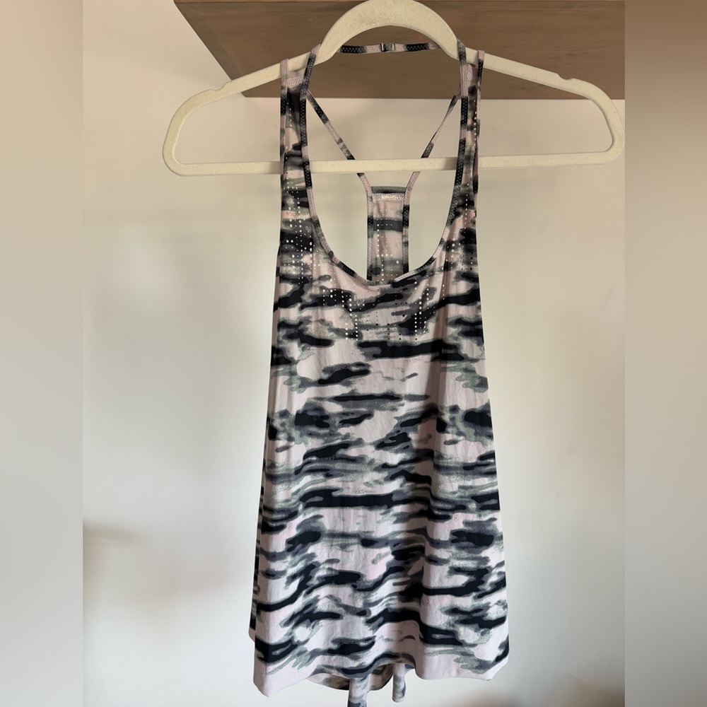 Lululemon Athletica Pink and Black Backless Tank Top